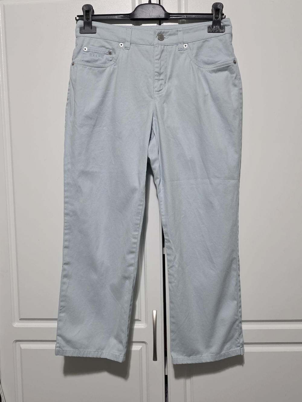 Ralph Lauren Women's Capri Straight Leg Relaxed Fit 100% Cotton Light Blue Sz 2